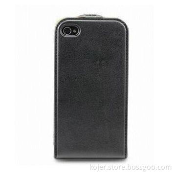PU Leather Case for iPhone 4, with Magnetic Flap On the Top, OEM Orders Welcomed